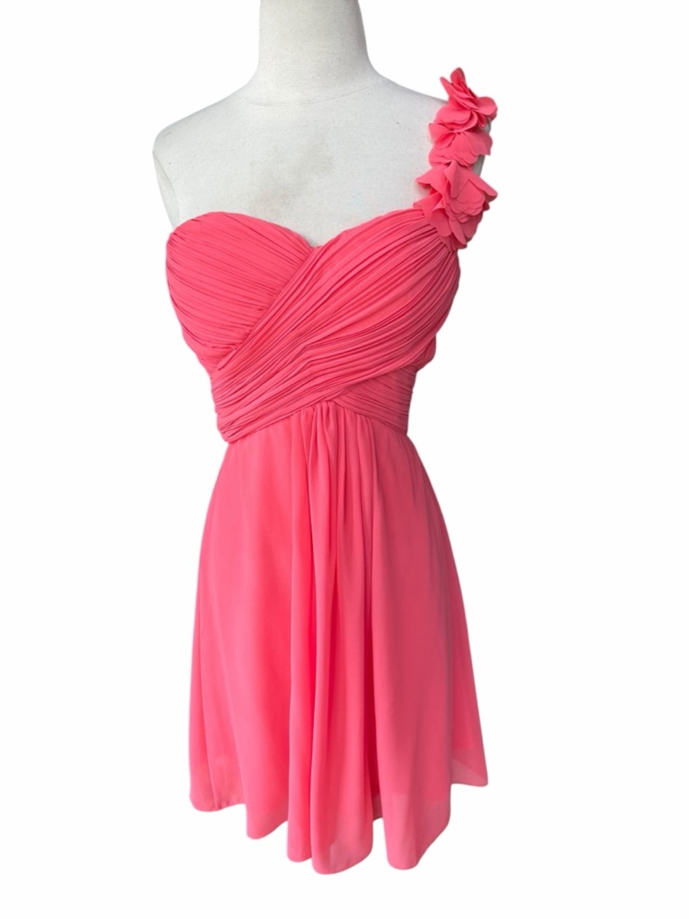 Ever Pretty Bold Coral 1-Shoulder 3D Floral Strap‎ Cocktail Dress